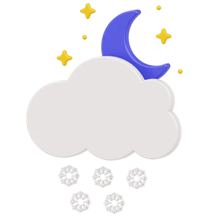 Night snowfall and clouds  3D Icon