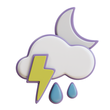 Night Thunder Rain  3D Icon
