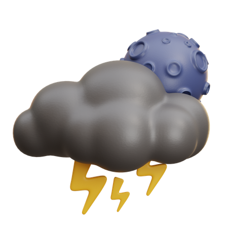 Night Thundercloud With Moon  3D Icon