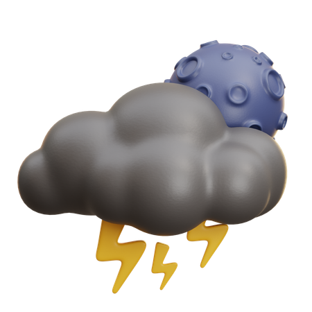Night Thundercloud With Moon  3D Icon