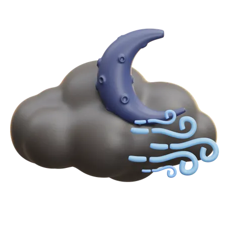 Nighttime Wind And Moon Cloud 3D Icon