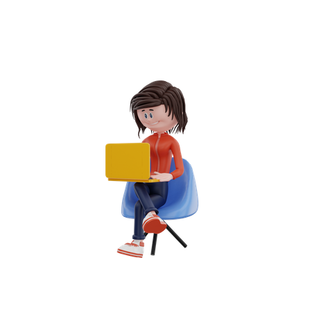 Chica analiza el análisis de datos SEO.  3D Illustration