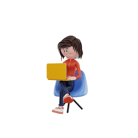 Chica analiza el análisis de datos SEO.  3D Illustration