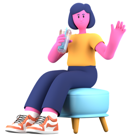 Niña bebiendo agua  3D Icon