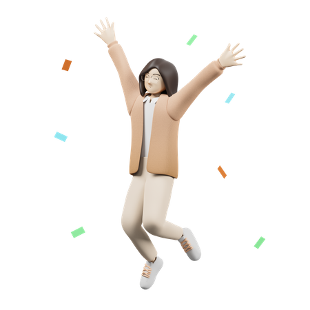 Niña celebrando  3D Icon
