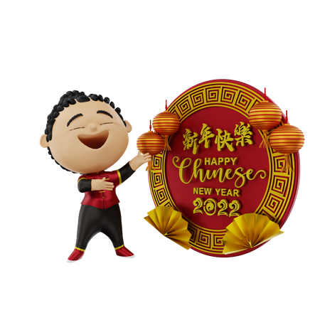 Niña celebrando el año nuevo chino  3D Icon