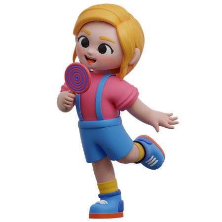 Niña comiendo paleta  3D Icon