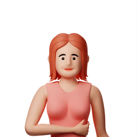 Chica con dolor de estomago  3D Illustration