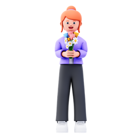 Niña con flor  3D Icon