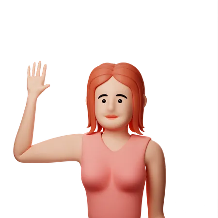 Chica levantando la mano derecha para chocar esos cinco  3D Illustration