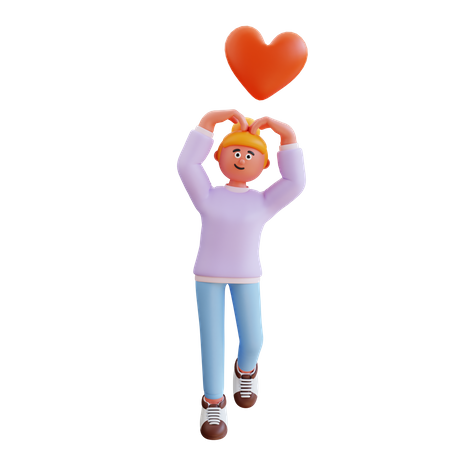 Chica dando pose de amor  3D Illustration