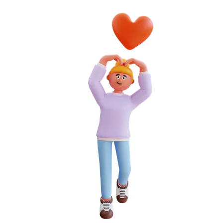 Chica dando pose de amor  3D Illustration