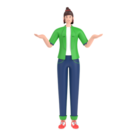 Chica dando pose confusa  3D Illustration