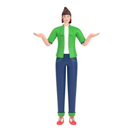 Chica dando pose confusa  3D Illustration