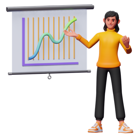 Niña dando presentación de negocios  3D Icon