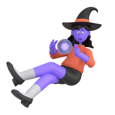 Niña de halloween sosteniendo bola mágica  3D Illustration