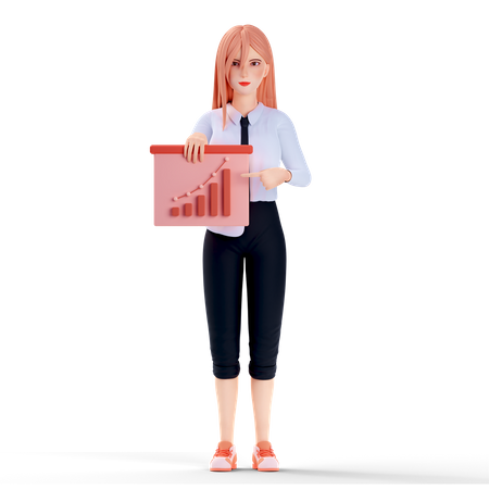 Niña de la escuela que presenta el cuadro de datos  3D Icon