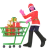 Niña De Navidad Haciendo Compras Navideñas