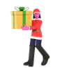 Chica De Navidad Con Gran Caja De Regalo