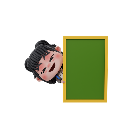 Niña de pie con tablero verde  3D Icon
