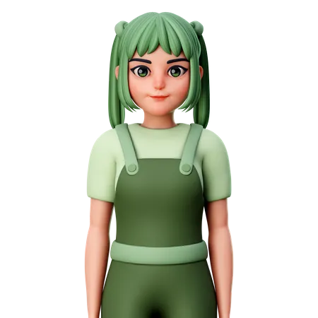 Chica de pie en pose  3D Illustration