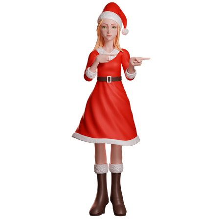 Niña de Santa apuntando hacia la derecha  3D Icon
