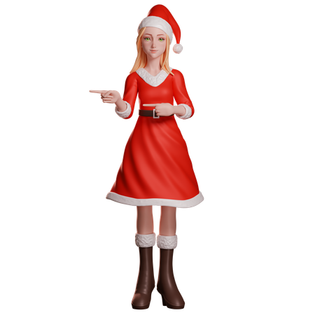 Niña de Santa apuntando hacia la izquierda  3D Icon