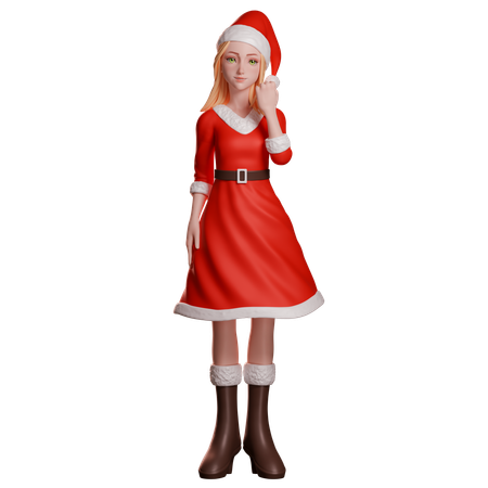Niña de Santa Claus mostrando el gesto del puño con la mano  3D Icon