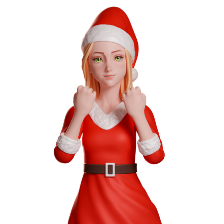 Niña de Santa Claus poniendo las manos sobre los hombros  3D Icon