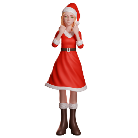 Niña de Santa Claus poniendo las manos sobre los hombros  3D Icon