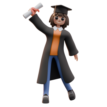 Estudiante con certificado de graduación  3D Illustration