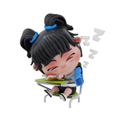 Estudiante durmiendo en una silla  3D Illustration