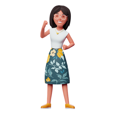 Chica feliz  3D Illustration