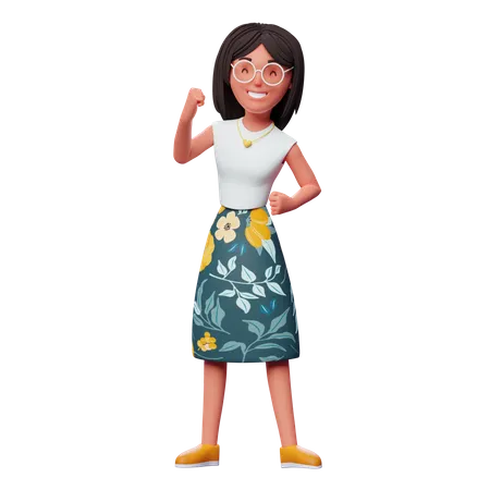 Chica feliz  3D Illustration