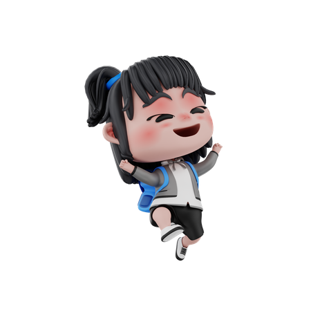 Niña feliz yendo a la escuela  3D Icon