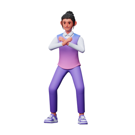 Niña mostrando desacuerdo con la mano  3D Icon
