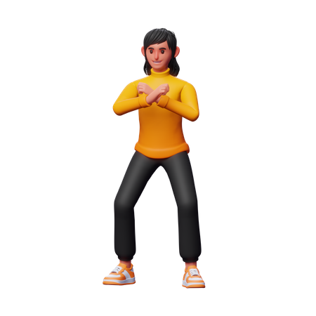 Niña mostrando desacuerdo con la mano  3D Icon