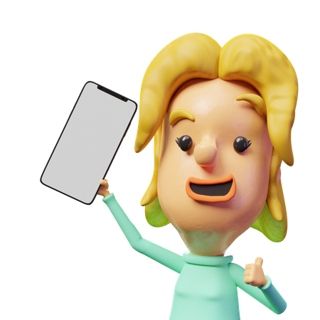 Niña mostrando la pantalla del móvil  3D Icon