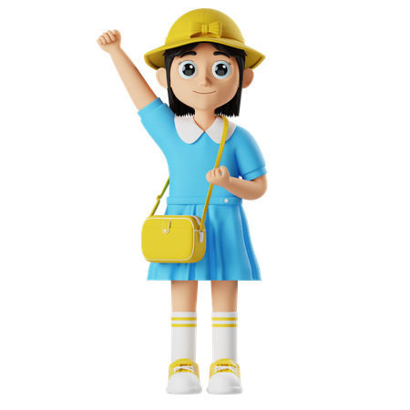 Niña mostrando su puño  3D Icon