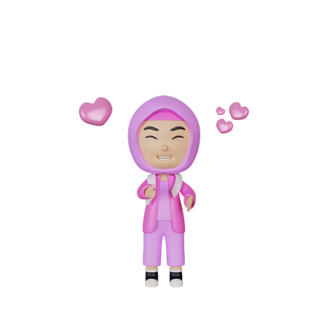 Niña musulmana feliz  3D Icon