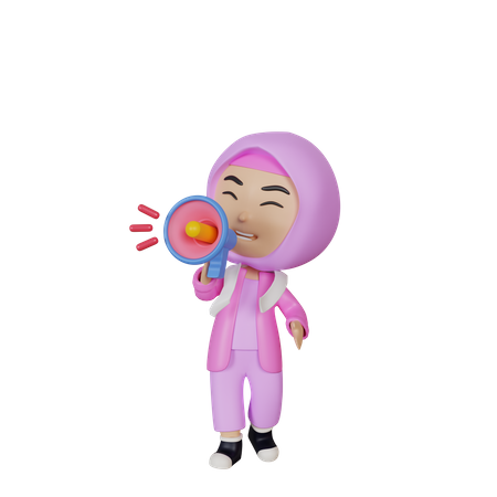 Chica musulmana haciendo marketing  3D Illustration