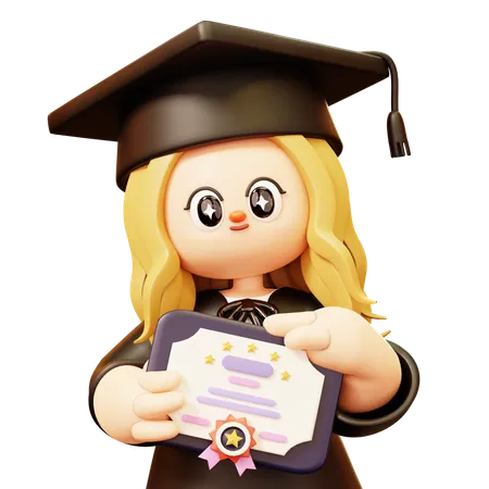 Niña obtiene certificado de graduación  3D Icon