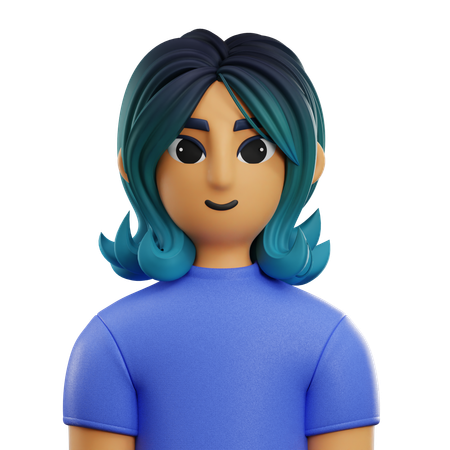 Chica Pelo Corto Con Camiseta  3D Icon