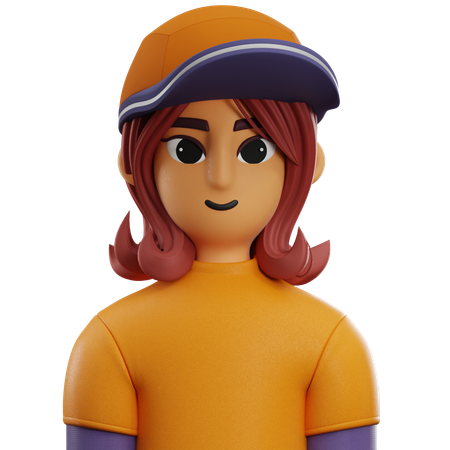 Chica de pelo corto con sombrero  3D Icon