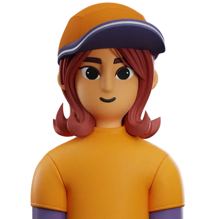 Chica de pelo corto con sombrero  3D Icon