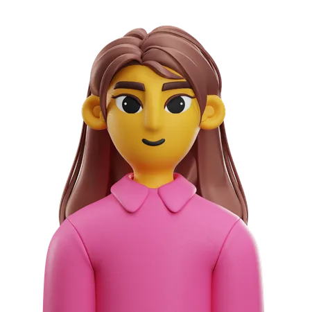 Chica de pelo largo con camisa larga  3D Icon