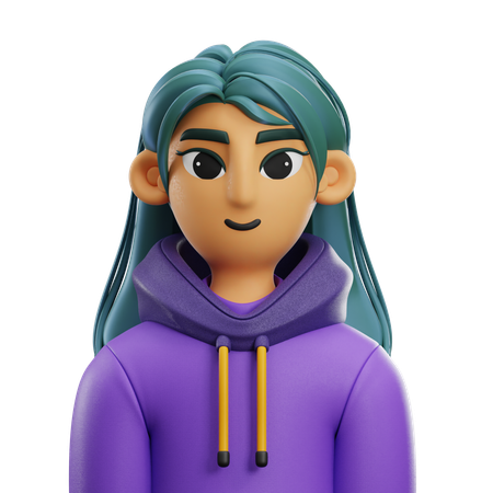 Chica de pelo largo con chaqueta  3D Icon