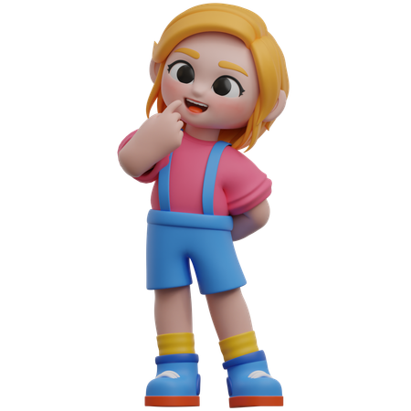 Niña pensando  3D Icon