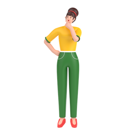 Chica pensando algo  3D Illustration