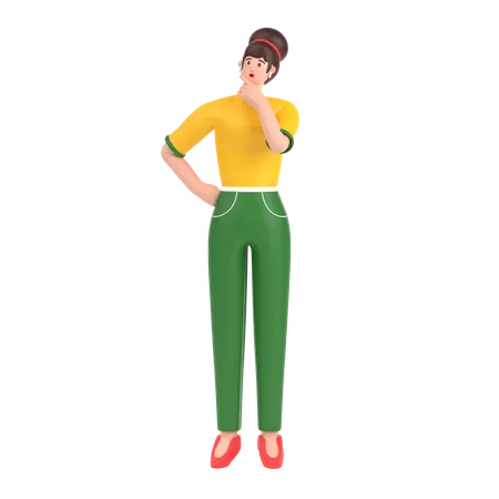 Chica pensando algo  3D Illustration